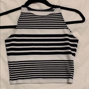 Blue & white cropped tank